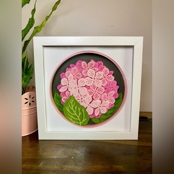 3D Pink Hydrangea Shadowbox - Picture 5 of 9